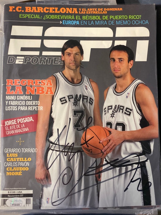Manu Ginobili & Fabricio Oberto Autographed ESPN Magazine - JSA Authenticated
