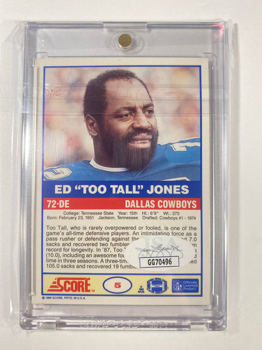 Ed "Too Tall" Jones Autographed 1989 Score Card - JSA Authenticated (Dallas Cowboys)