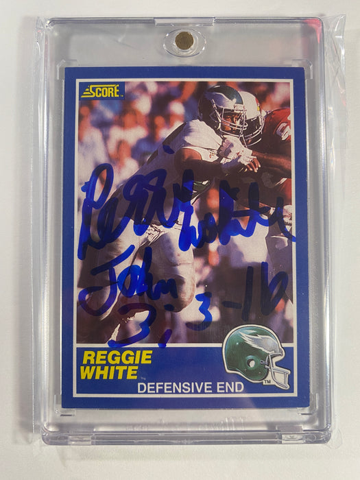 Reggie White Autographed 1989 Score Card - JSA Authenticated (Philadelphia Eagles)
