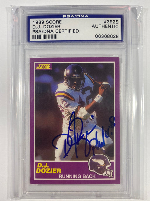 D.J. Dozier Autographed 1989 Score PSA/DNA Slabbed Card (Minnesota Vikings)