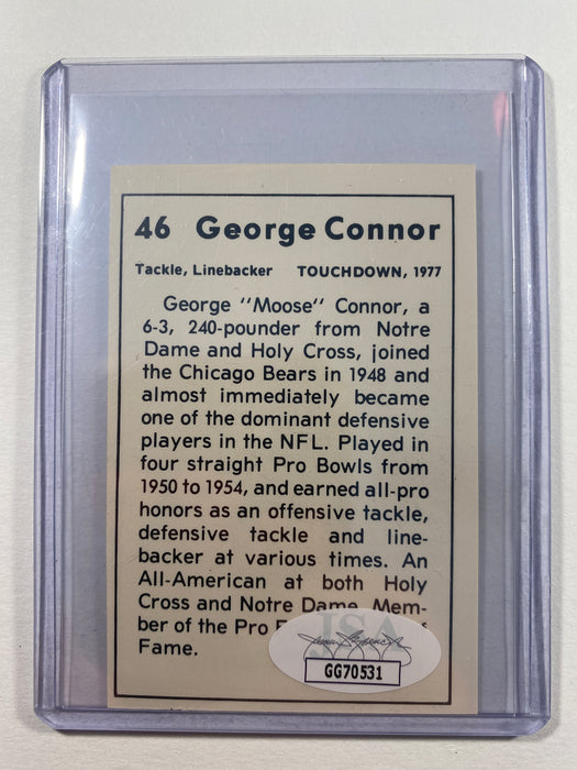 George Connor Autographed 1977 Touchdown Club Football Card - JSA Authenticated