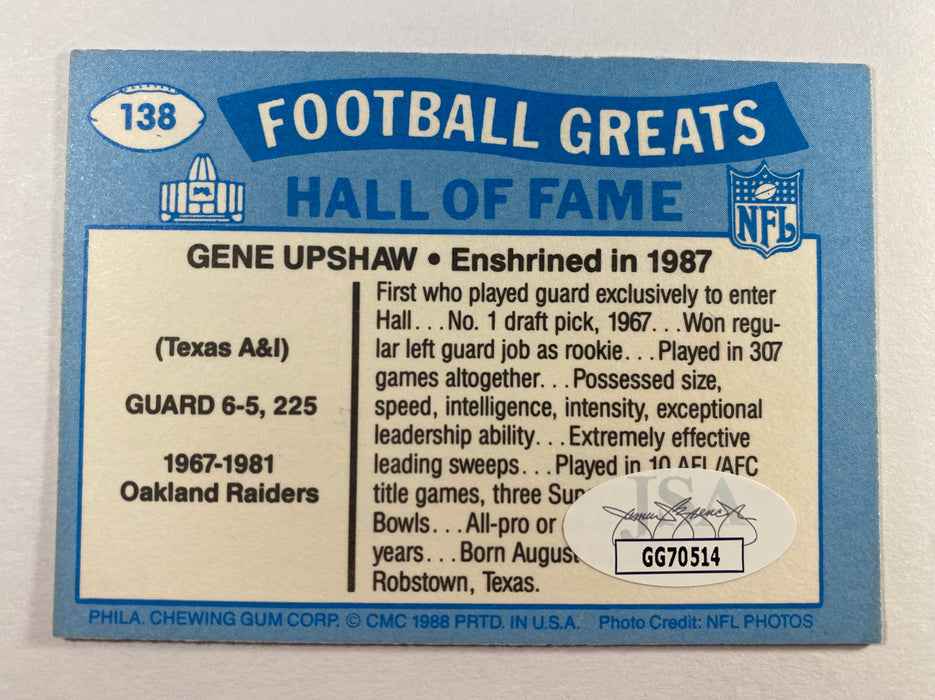Gene Upshaw Autographed 1988 Swell Football Greats Card - Los Angeles Raiders - JSA Authenticated